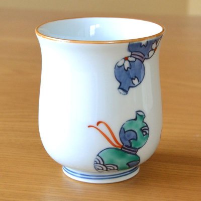 画像4: 百寿のお祝い 無病息災を願った縁起物ギフト 有田焼 湯呑み 鍋島六瓢 青 百寿熨斗・メッセージカード付き 木箱入り