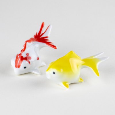 画像1: 出目金（ブチ/黄）ペアー　置物