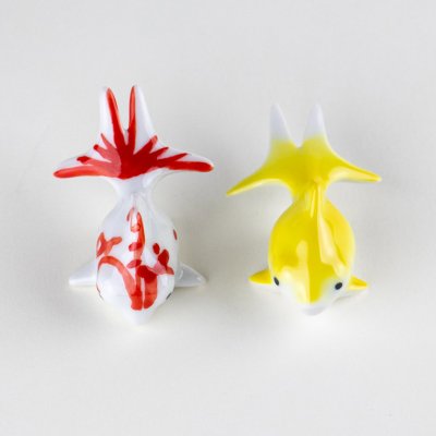 画像4: 出目金（ブチ/黄）ペアー　置物