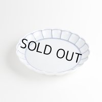 染付ふちどり線 菊割５寸皿