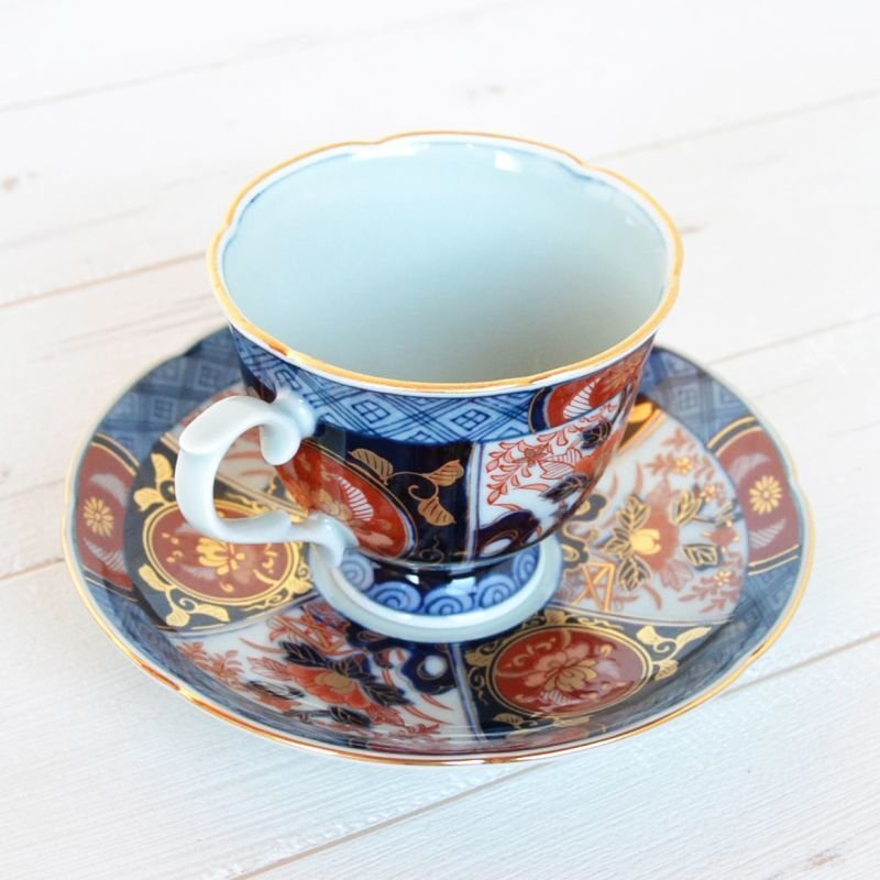 瀬兵窯 古伊万里金彩牡丹(赤) コーヒーC/S