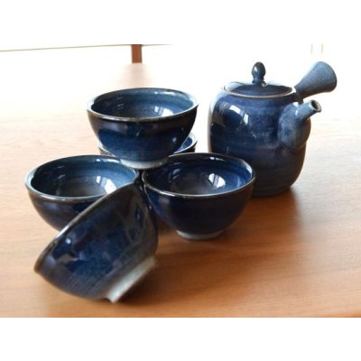 藍 急須茶器揃（化粧箱入）
