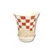 【有田焼】祝い市松・赤（反り型）日本酒グラス　SAKE GLASS