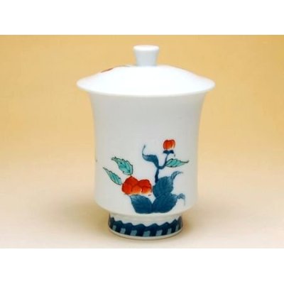 画像2: 色鍋島内山水岩牡丹（小）蓋付湯呑