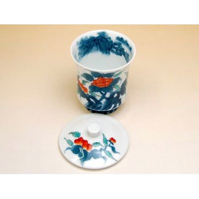 画像3: 色鍋島内山水岩牡丹（小）蓋付湯呑