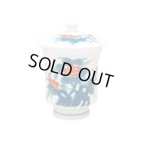 色鍋島岩牡丹　（特大）蓋付湯呑（木箱入）