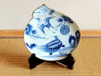 長寿鶴亀紋 福袋皿（皿立/木箱付）