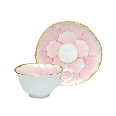 金濃ピンク牡丹 コーヒー碗皿