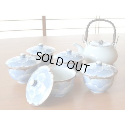 プラチナ牡丹 汲出しＵ土瓶茶器揃（木箱入）