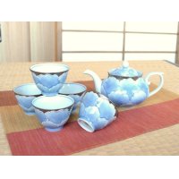 外プラチナ牡丹 Uポット茶器（化粧箱入）