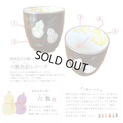 画像5: 古希祝い 無病息災を願った縁起物ギフト 有田焼 マグカップ ペア 六瓢色彩 メッセージカード付き・古希のし付き 木箱入り