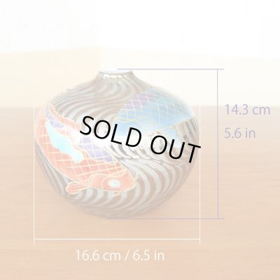 画像6: プラチナ流水 鯉絵 小壷 藤井錦彩 作