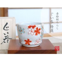 赤絵桜ちらし ぐい飲み（木箱入）