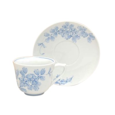 染付鉄仙花 コーヒー碗皿