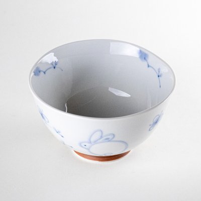画像2: 【名入れ・名前入り】一珍花うさぎ（青）茶碗