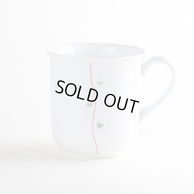 【有田焼】水晶彫ハートライン（赤）　マグカップ