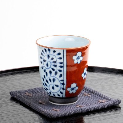 画像6: 梅濃唐草 (赤)湯呑