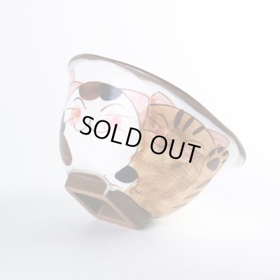 画像4: 仲良しネコ（赤） 茶碗