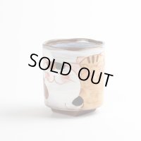 仲良しネコ（青） 湯呑