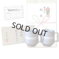 銀婚式 プレゼント 有田焼 マグカップ ペアー 銀河 のし・メッセージカード付き 木箱入り