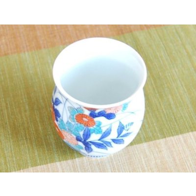 画像4: 名入れ 古希のお祝い 無病息災を願った縁起物ギフト 有田焼 湯呑み 花六瓢 青 メッセージカード付き・古希のし付き 木箱入り
