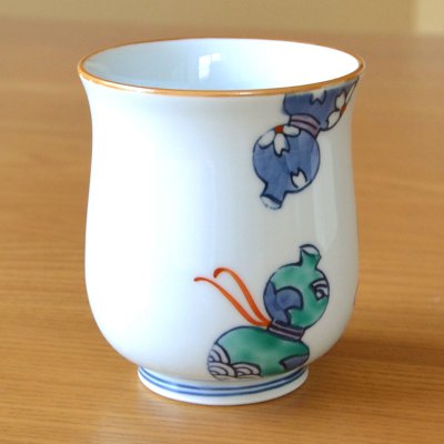 画像4: 名入れ 卒寿のお祝い 無病息災を願った縁起物ギフト 有田焼 湯呑み 鍋島六瓢 青 メッセージカード付き・卒寿のし付き 木箱入り