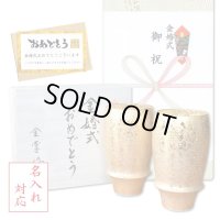 名入れ 金婚式 プレゼント 有田焼 ビールグラス ペアー 黄金 ジパング のし・メッセージカード付き 木箱入り